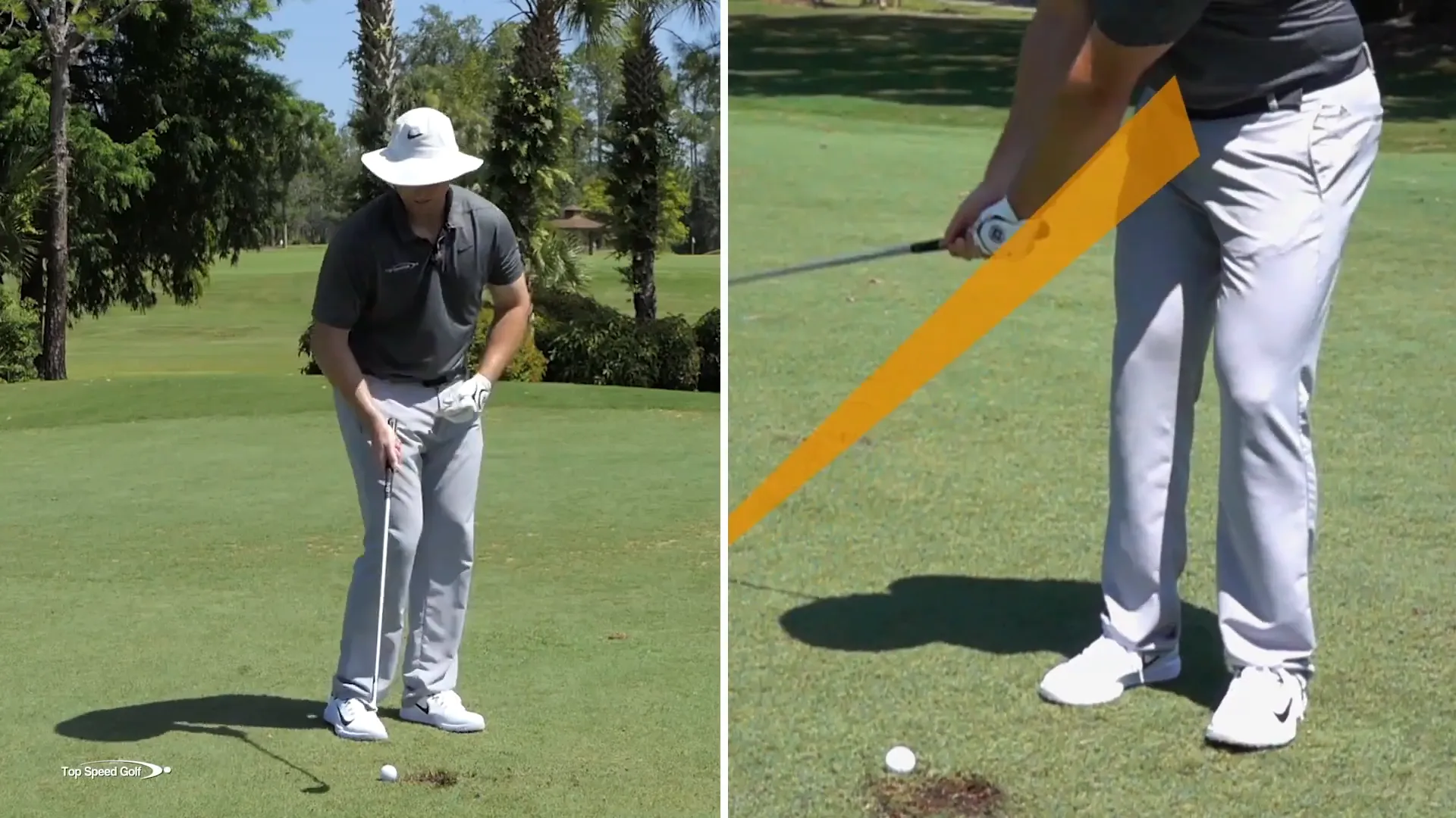 Foot positioning for a wedge shot
