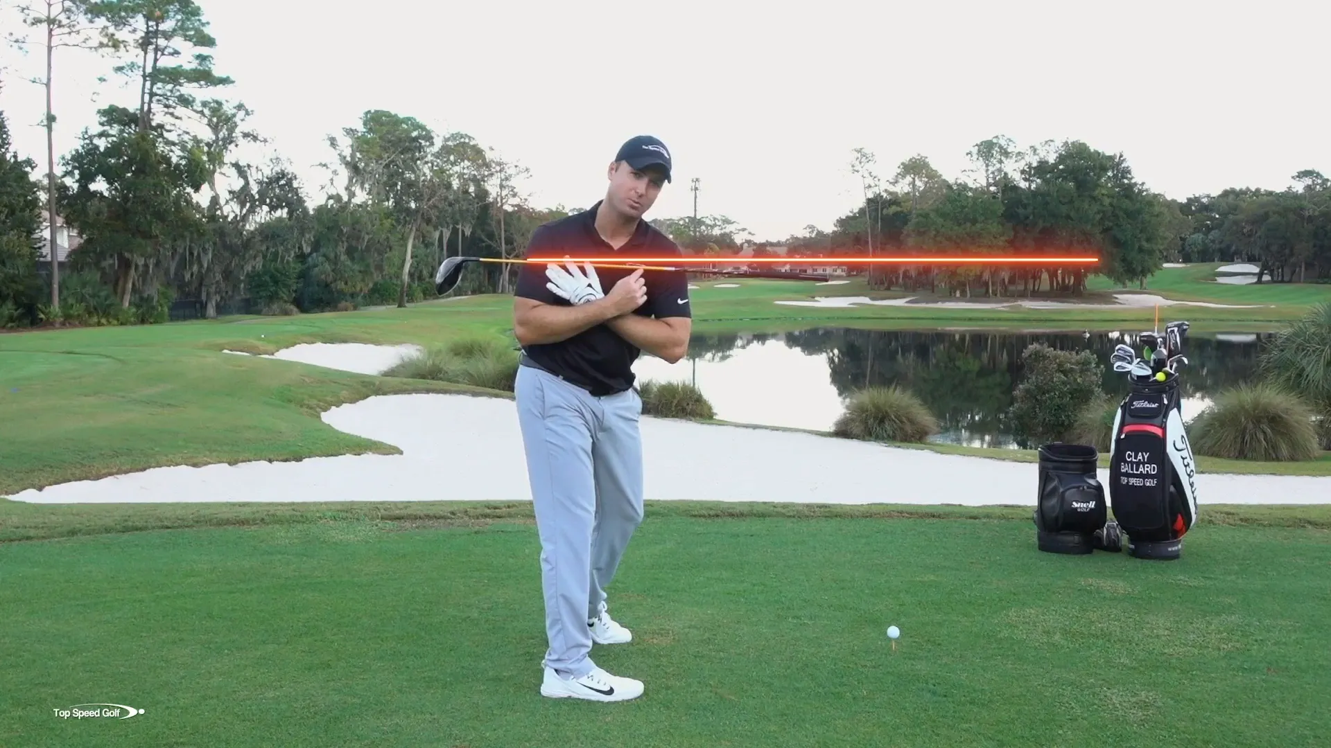 Illustration of arms following body rotation during the swing