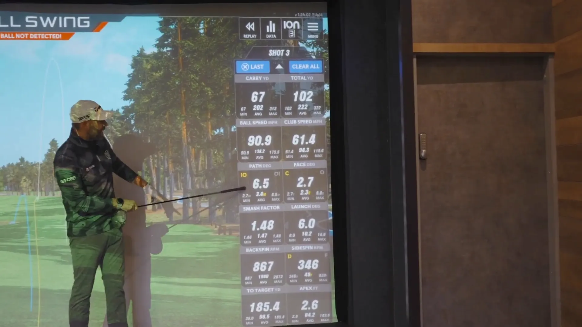 Data showing club path during swing