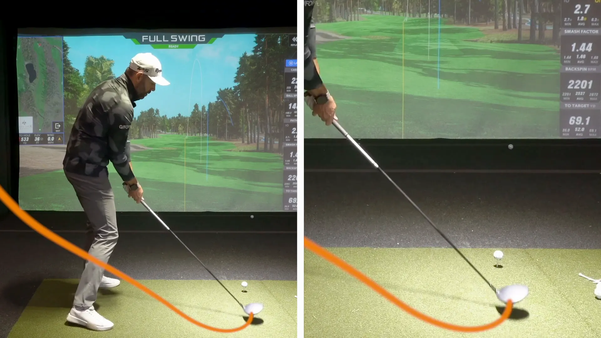 Demonstration of arm movement in the swing