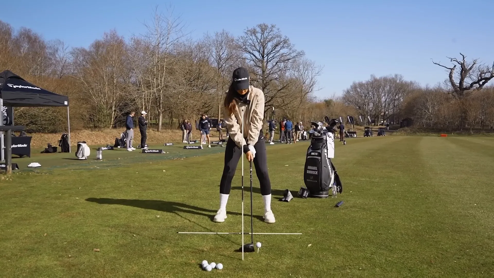 Annabel demonstrating the alignment stick drill