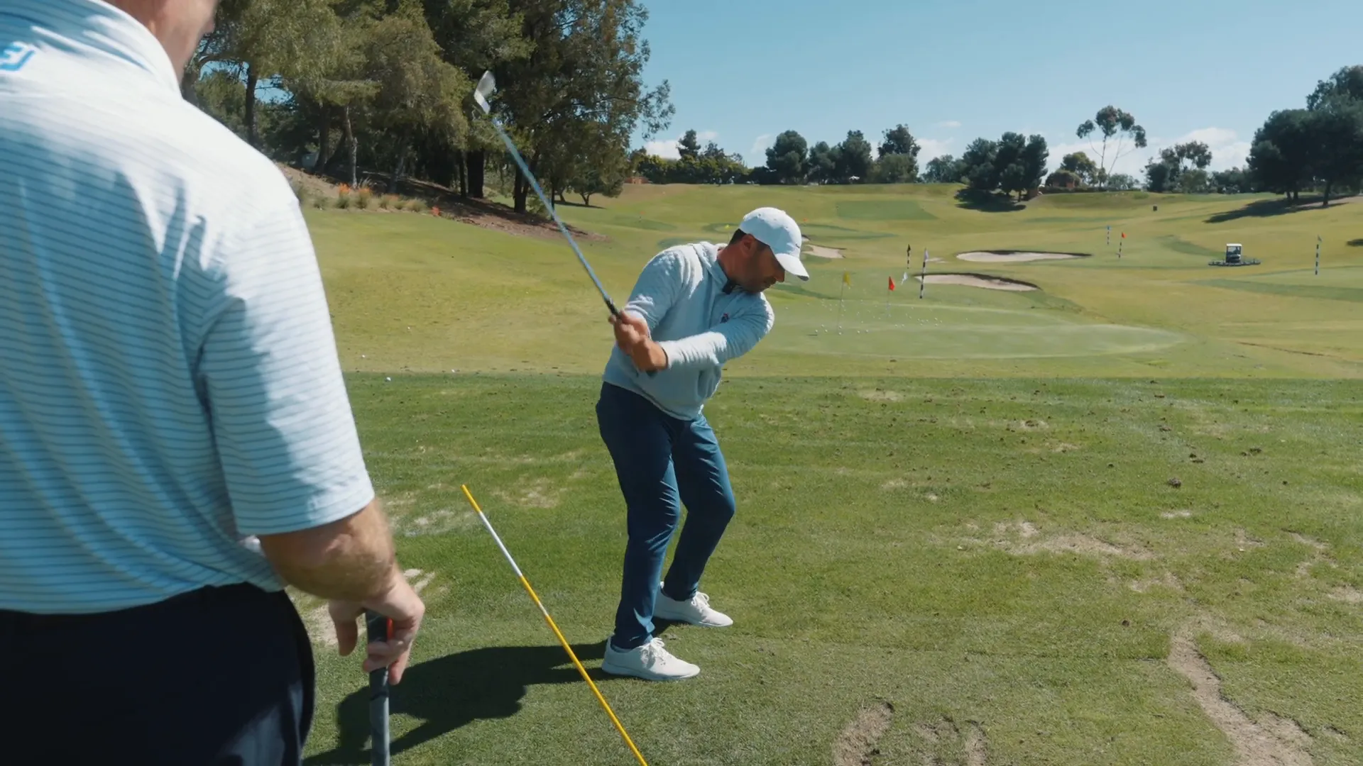 Practicing the pump drill for golf swing