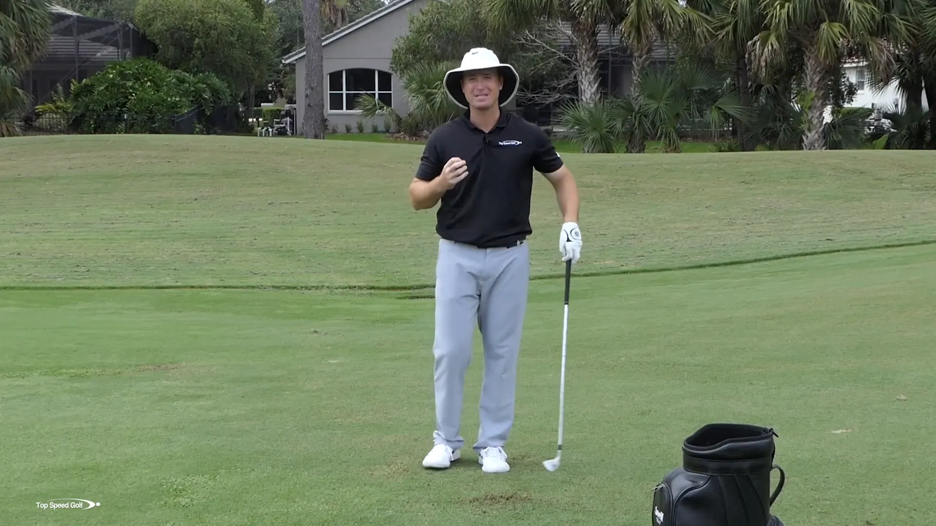 Final swing demonstrating low draw shot