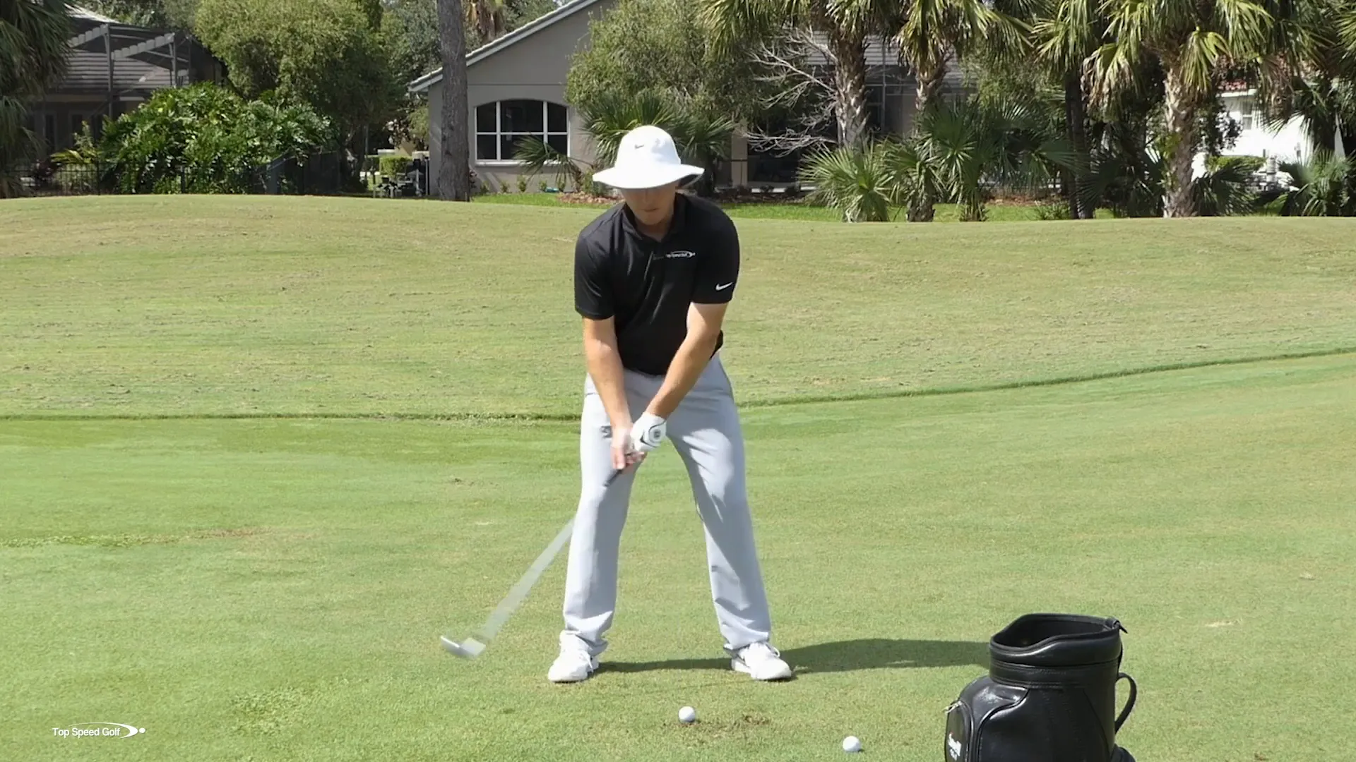 Logo positioning of left glove during the swing