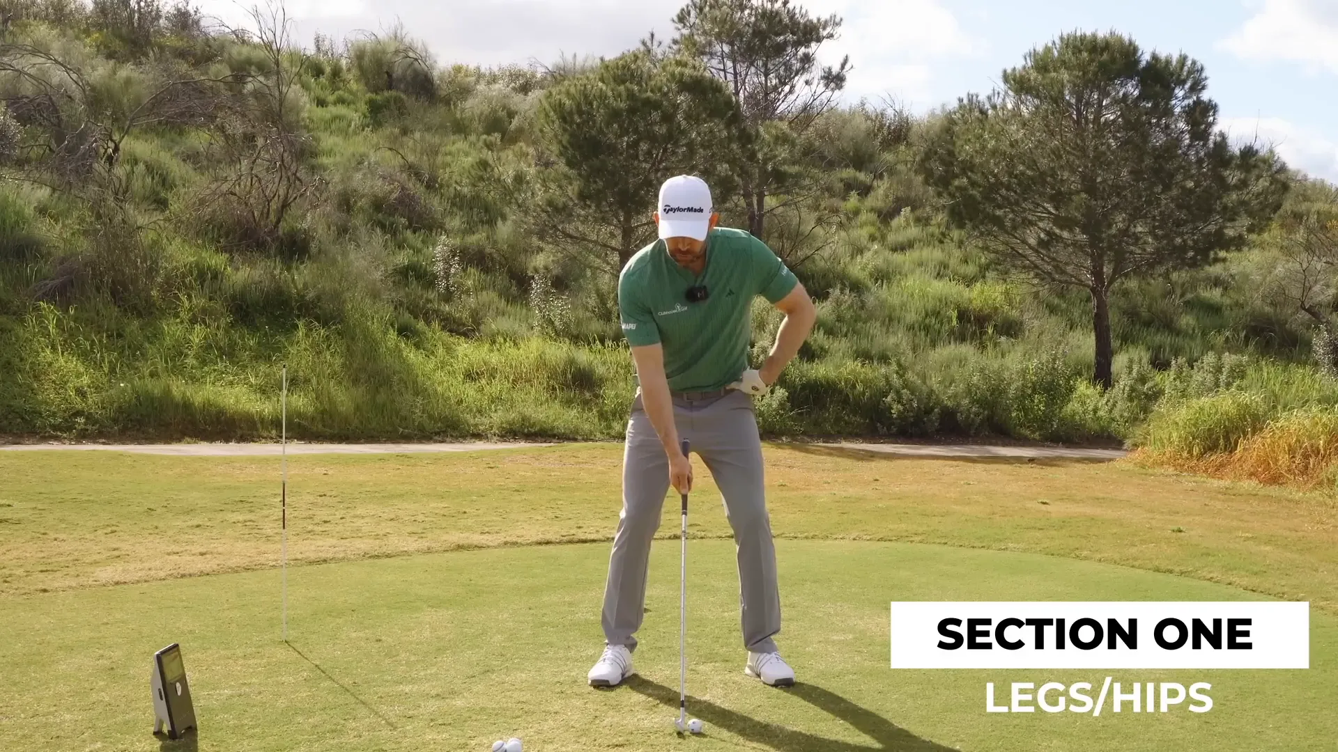 Demonstrating correct hip movement during downswing