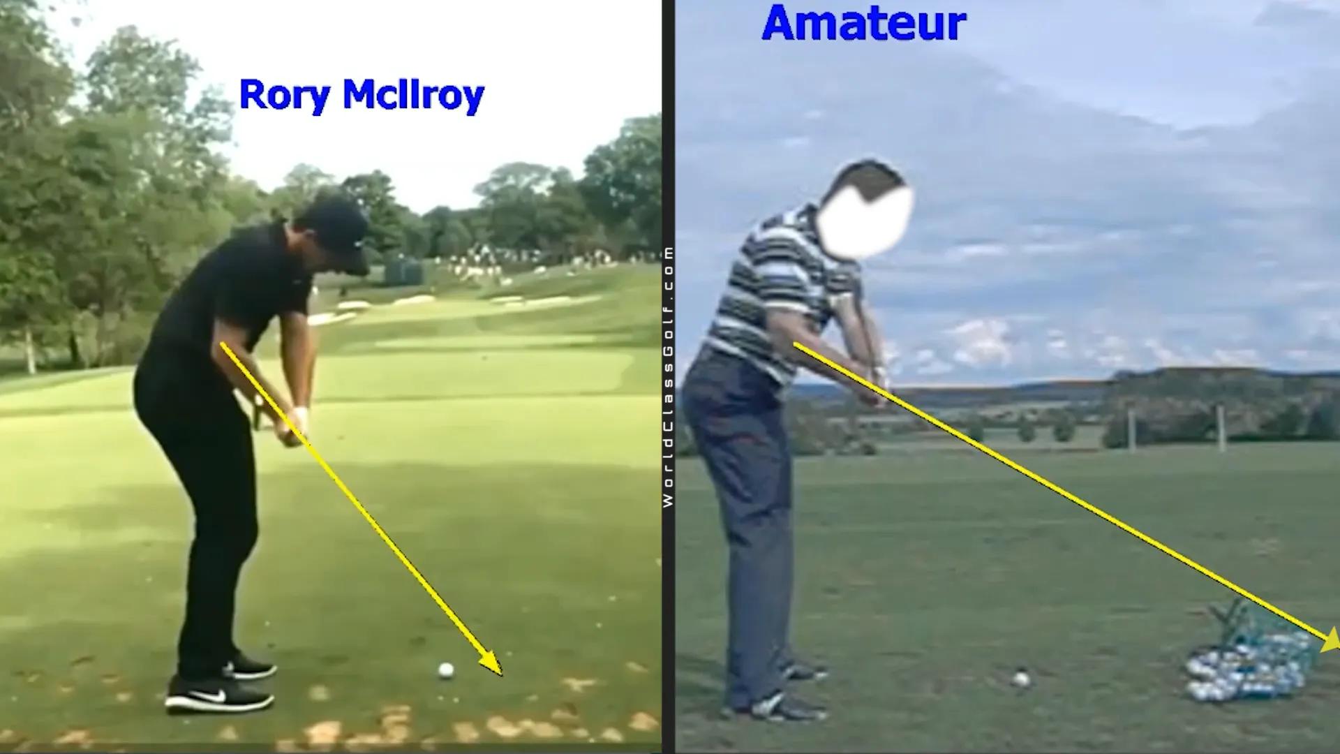 High trail arm position in amateur golfers