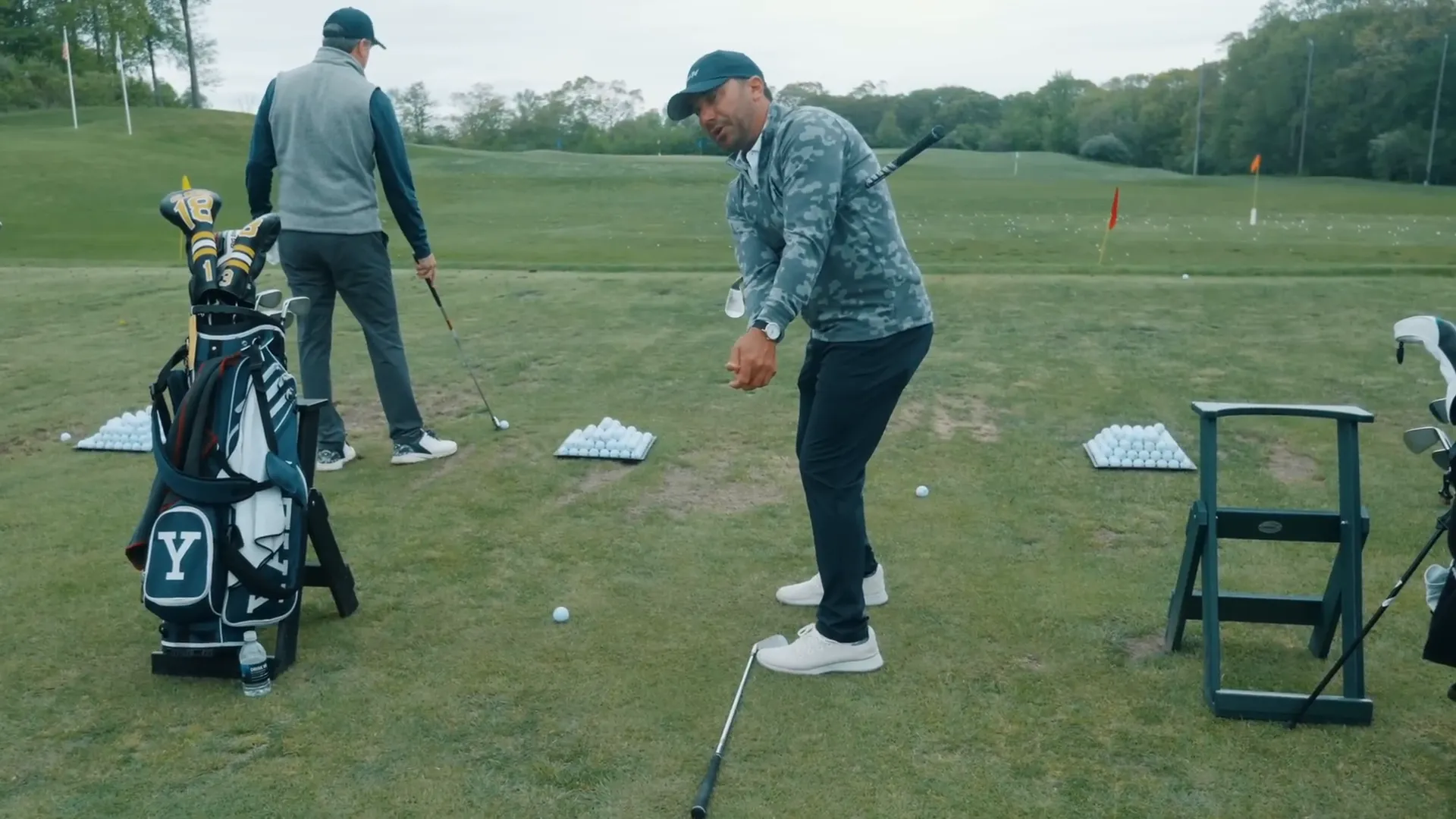 Connected elbows and hands moving back with the shoulders