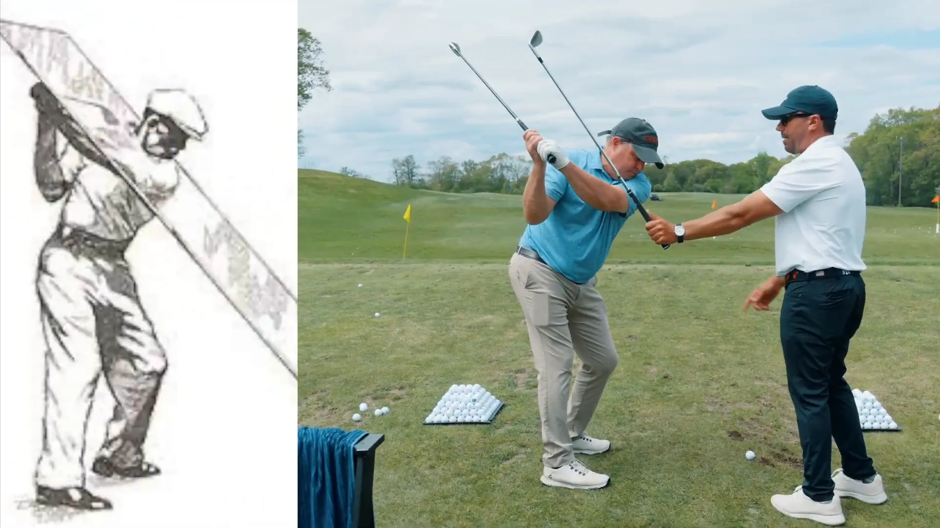 Golfer demonstrating correct right pocket position behind the head at the top of backswing