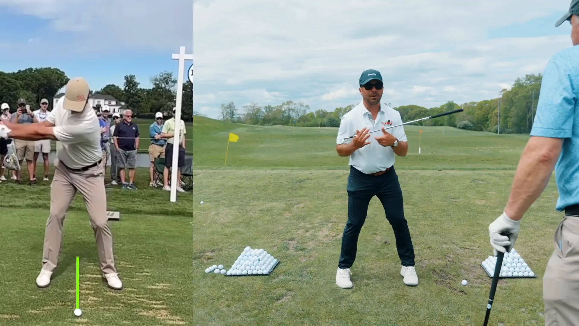 Golfer demonstrating shoulder rotation past the ball during backswing