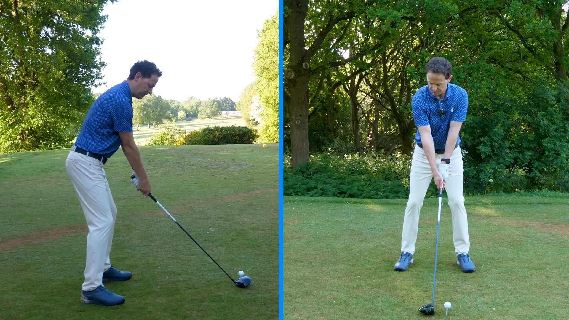Golf instructor analyzing right arm movement in a golf swing