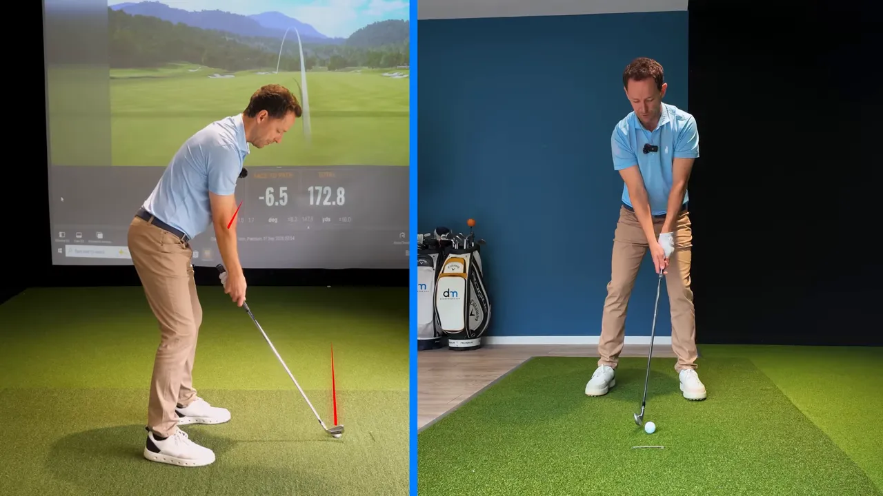 Demonstration of neutralized forearms and clubface perfectly aligned