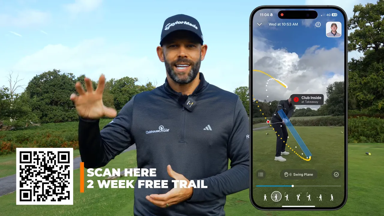 QR code on screen offering a free two-week trial