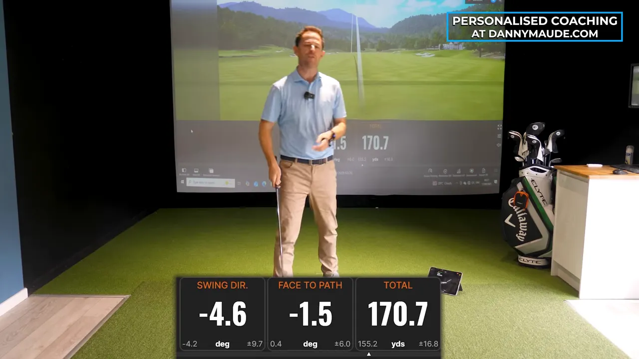 Impact monitor showing near zero face-to-path result