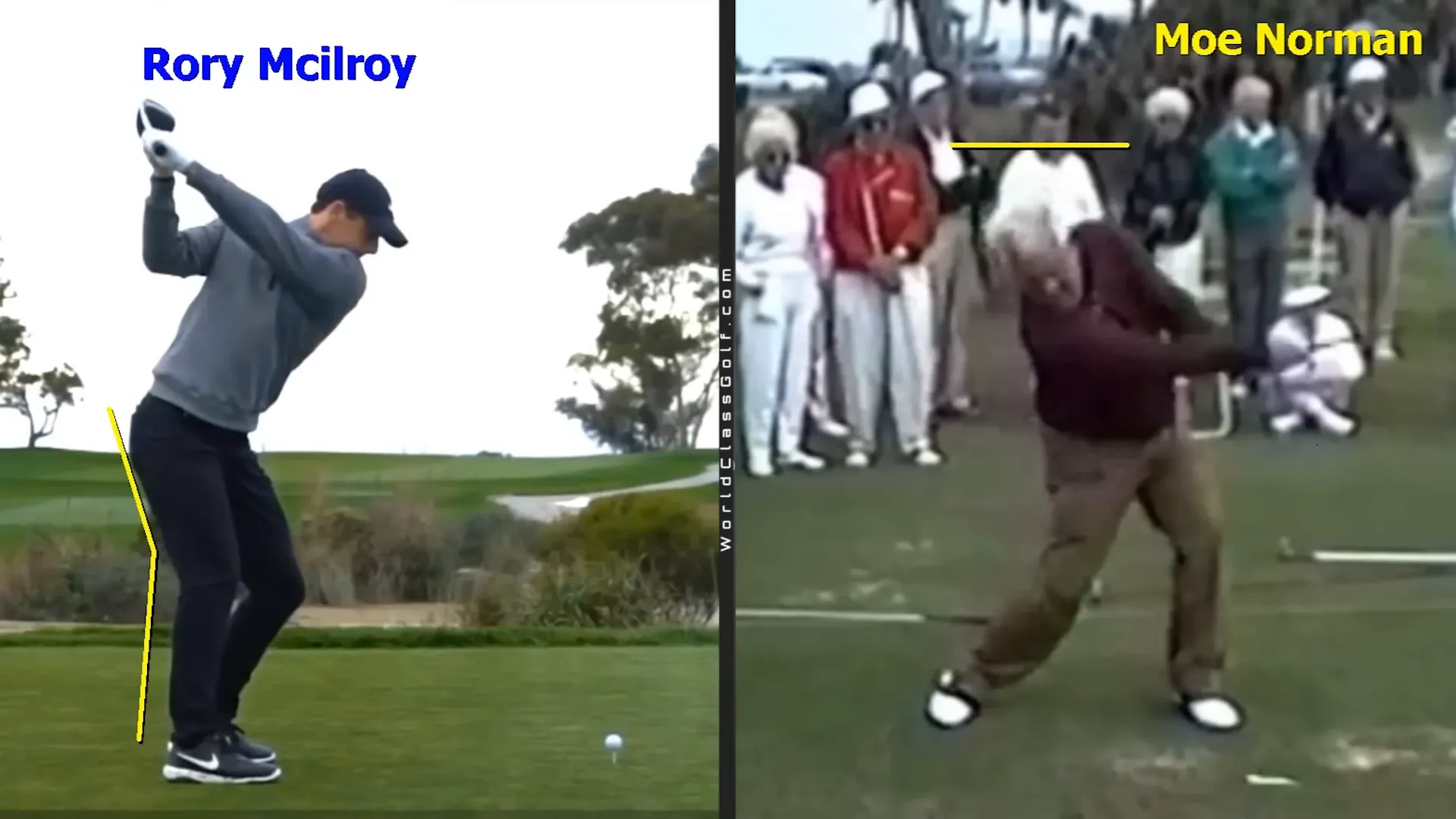 Padraig Harrington demonstrating left glute squeeze and lead leg position