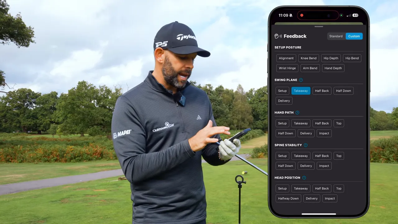 Selecting specific swing metrics to monitor such as takeaway, hand path, head position
