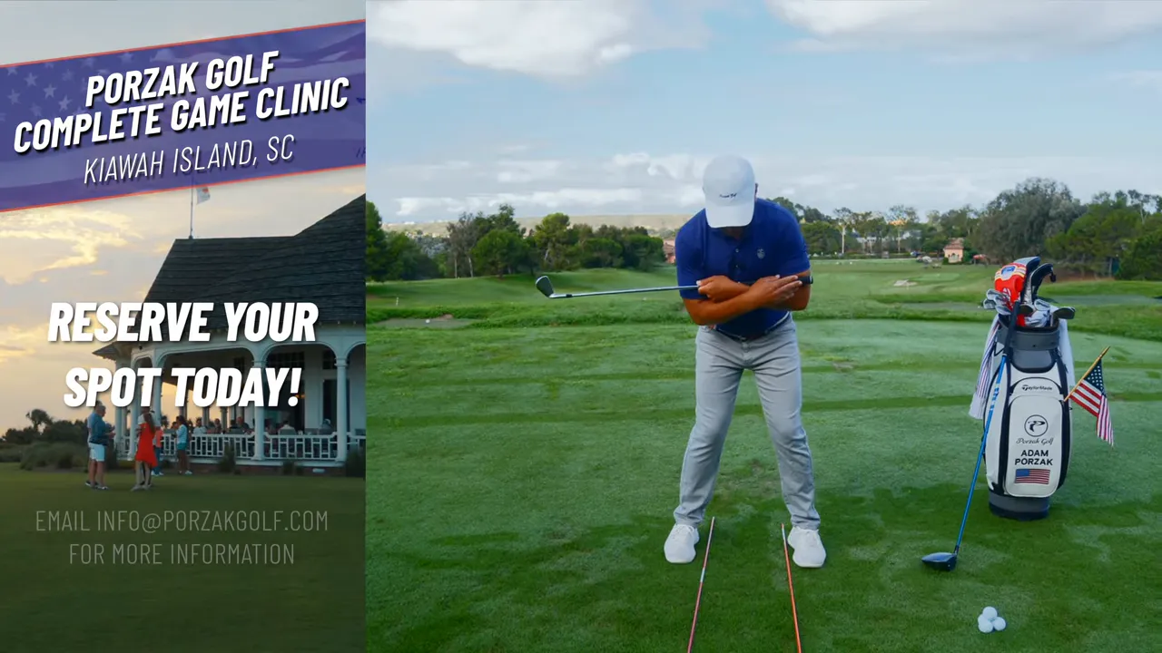 Player demonstrating drill with club matching spine angle