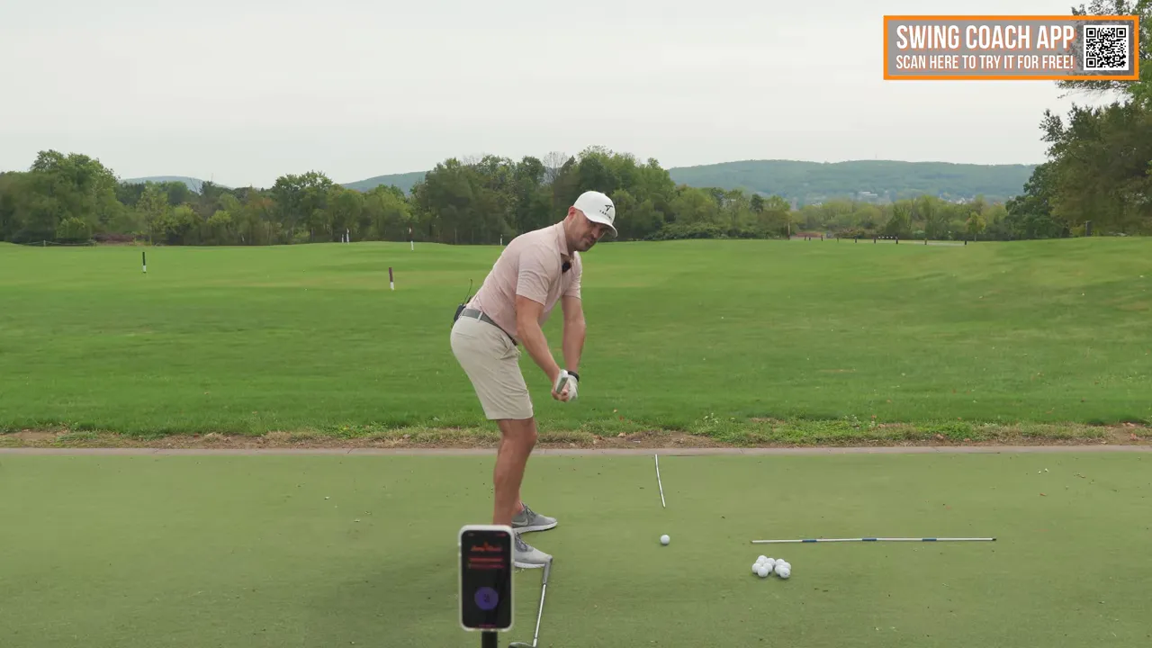 Club placed on toe line as a plane reference for drill