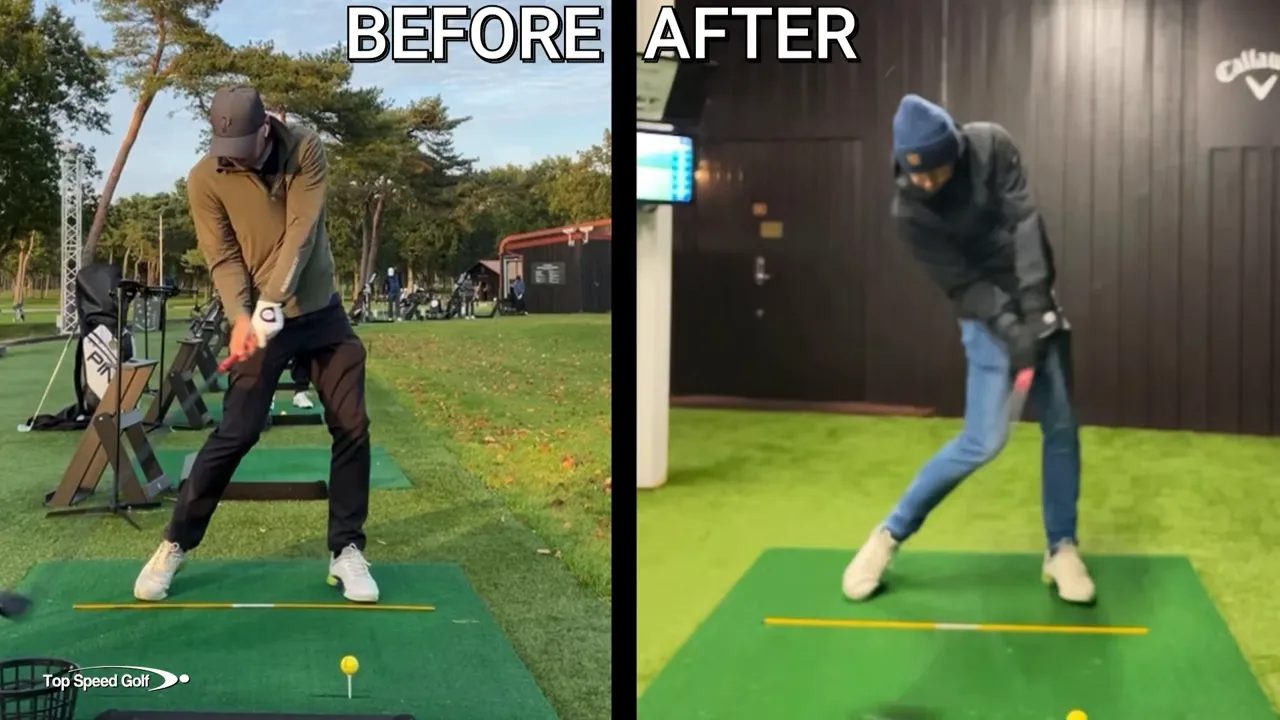 Before and after comparison of driver impact showing stable club face