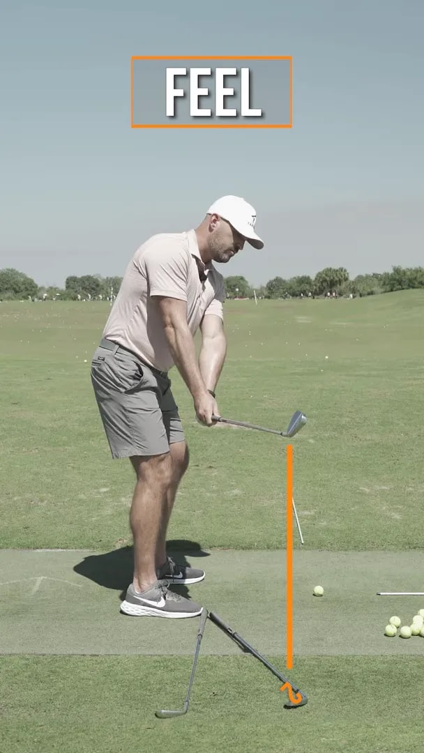 2 o’clock feel drill visual with FEEL marker for correcting inside takeaway