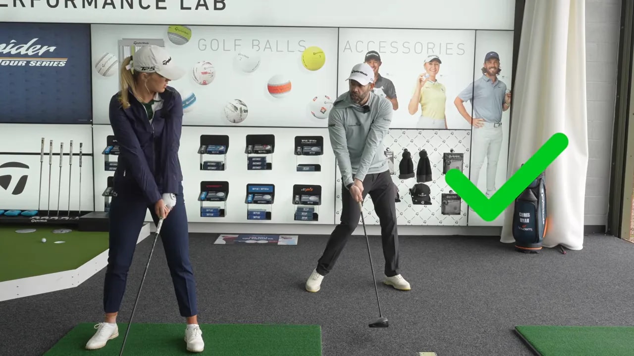 Golfer practicing earlier driver release to prevent the face from holding open at impact