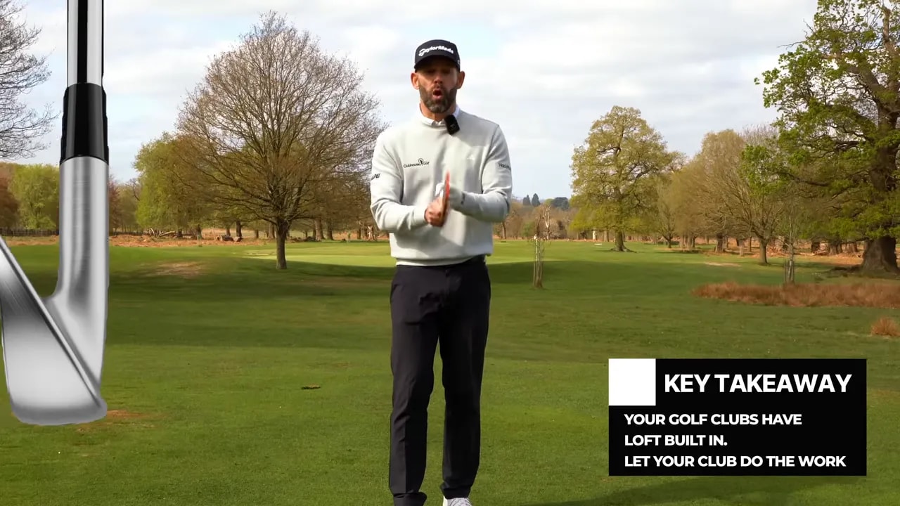 golf iron graphic beside key takeaway text on screen