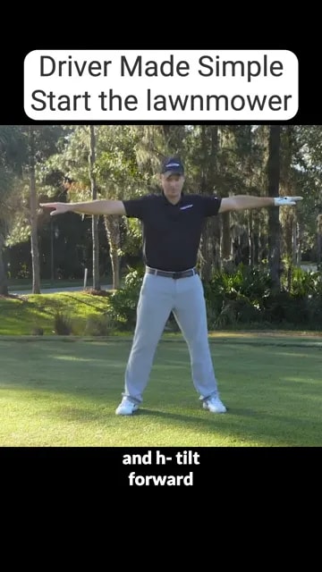 golfer tilted forward with both arms extended to demonstrate swing plane
