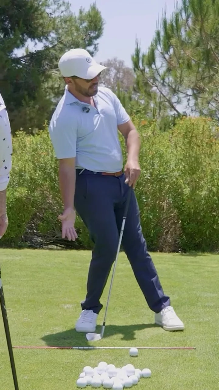 golfer demonstrating a hanging-back finish position with weight away from the lead side