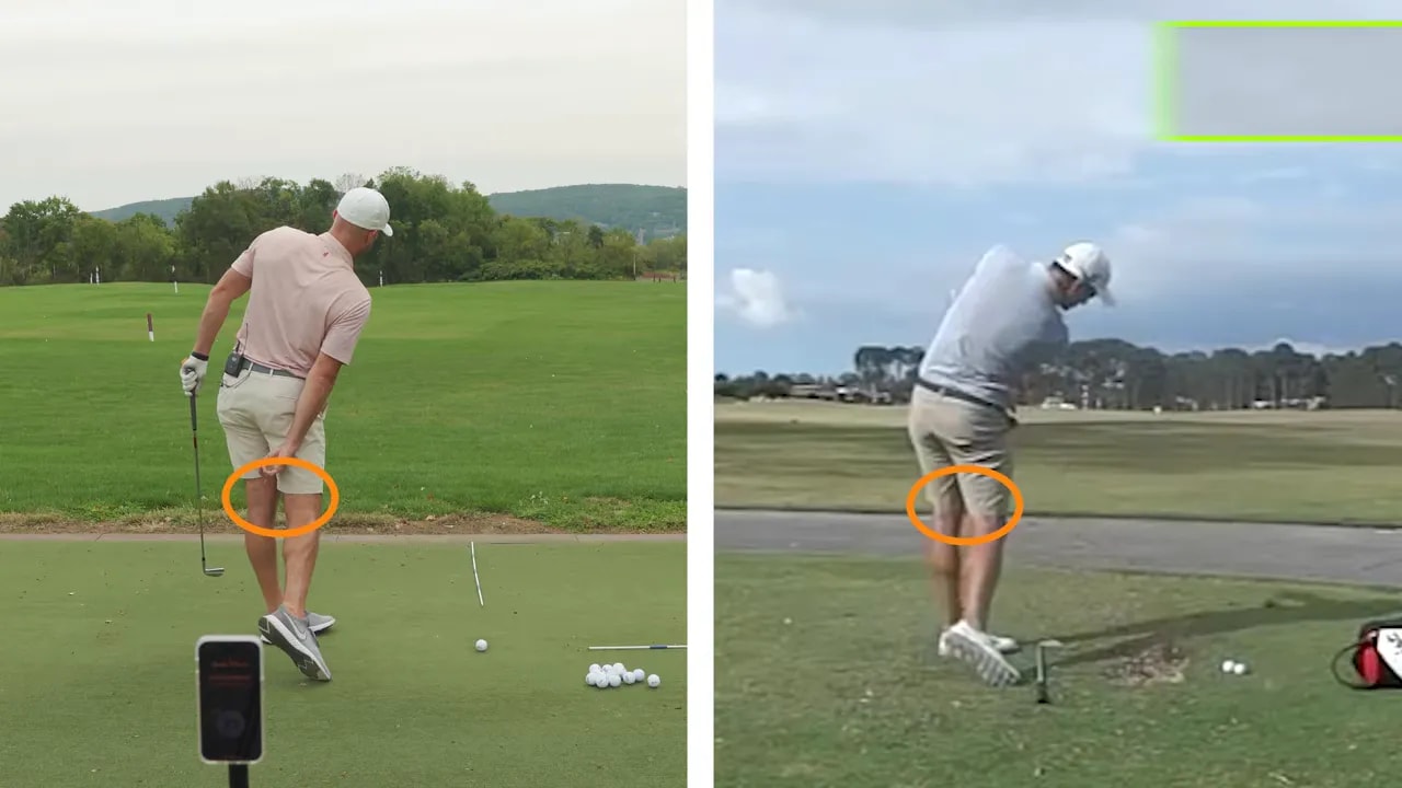 Side by side impact comparison with text feel thighs together