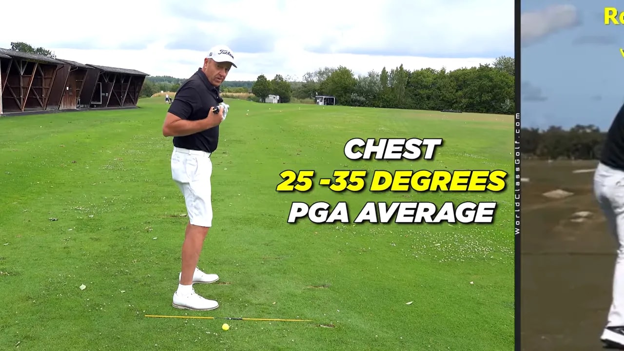 Side by side golf swing comparison showing chest turn and Rory McIlroy