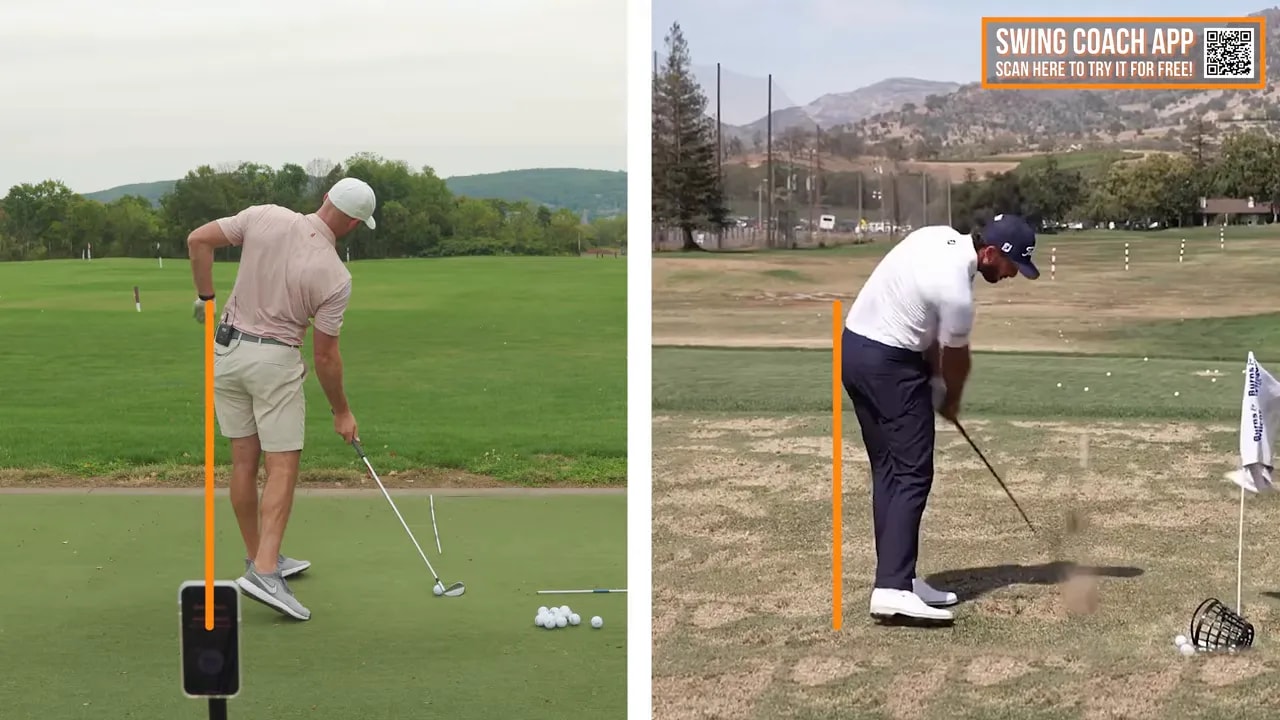 Side by side frame with guide line at hips and text keep lead hip deep on the wall