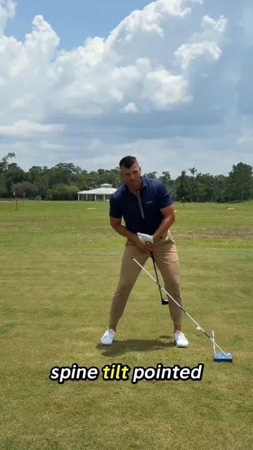 Golfer demonstrating spine tilt angled away from the target