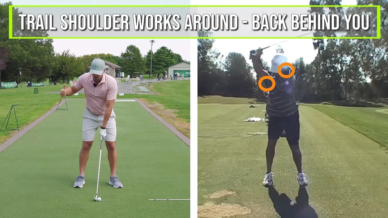 Split screen showing trail shoulder movement with orange shoulder markers